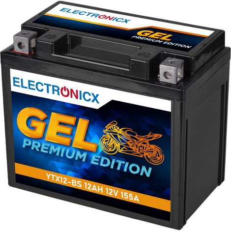 Electronicx YTX12-BS GEL Motorradbatterie 12V 12Ah - Wartungsfrei - Motorrad Quad