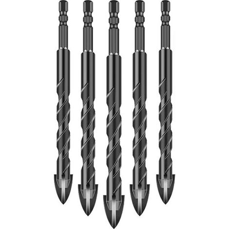 Brocas de 12,2 mm x 5 piezas, brocas profesionales de tungsteno de sección transversal multimaterial para azulejos/cerámica/vidrio/porcelana/hormigón/cemento/madera/p (1/3)