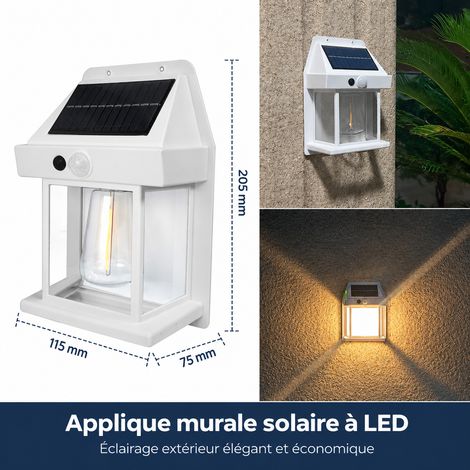 Applique murale solaire d'extérieur LED filament grand format blanc blanc réf 4285 400 g – Livraison gratuite