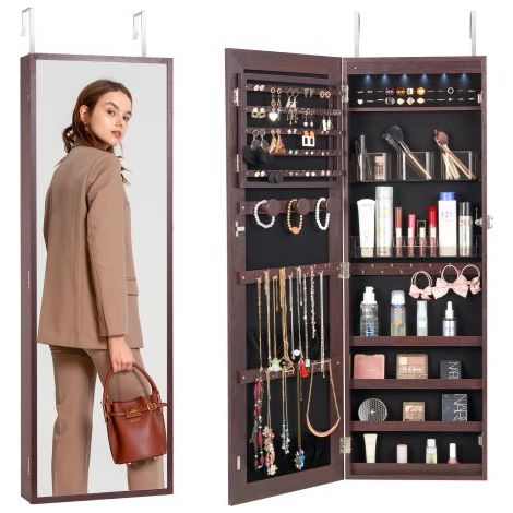 Armoire à Bijoux Mural 108 cm Organisateur de Bijoux avec Miroir (1/5)