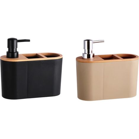 1 Pezzo Dispenser Sapone in Plastica e Bamboo 18 x 8 x 17 cm 2 Colori