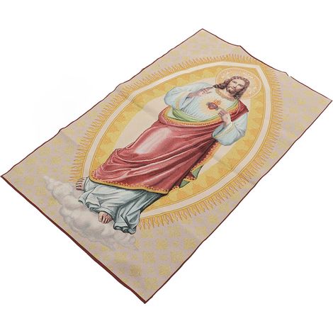 Décoration murale en brocart doré représentant le Sacré-Cœur de Jésus, style baroque chrétien, 100 x 60 cm