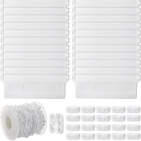 Lot de 20 plaques de poids pour rideau à lamelles de 127 mm avec chaîne à rouleaux de 10 m, 20 connecteurs de chaîne, pièces de rechange pour rideau à lamelles, accessoires pour stores verticaux (1/5)