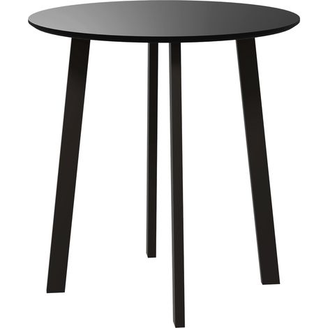 Table ronde à pieds inclinés, idéale pour la cuisine, la salle à manger ou le salon. Design moderne, noire, 72 x 72 x 75 cm.