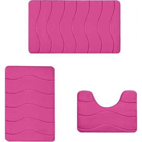 Tapis de bain uni matelassé en polaire corail, tapis de salle de bain simple pour toilettes, résistant à l'usure, absorbant et antidérapant. (1/5)