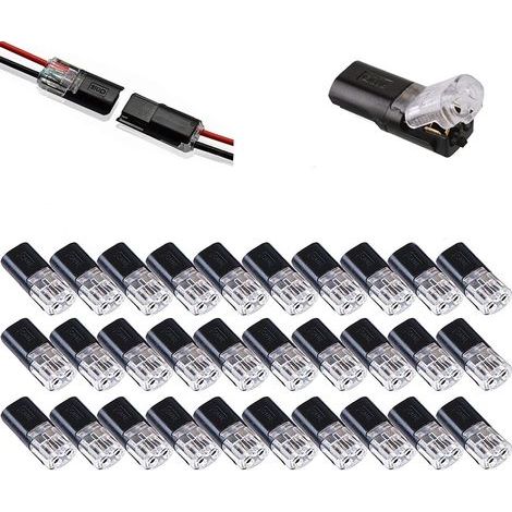 Connecteur enfichable à double fil avec boucle de verrouillage, connecteurs de fil basse tension, aucun dénudage requis, connecteurs de fil sans outil (30) (1/5)
