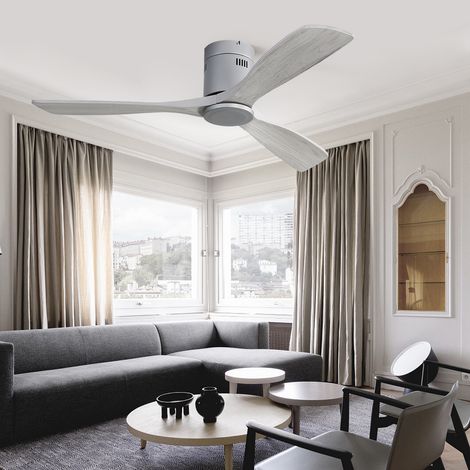 Ventilateur de Plafond Encastré 132 cm sans Lumière, Pales Bois, Télécommande