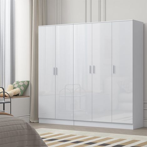 Reflect 2pc Wardrobe Bundle - 3 Door Plain + 2 Door Plain - White Gloss & Matt White