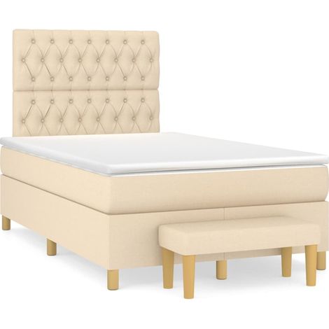 Maison Exclusive - Giroletto a Molle con Materasso Crema 120x200 cm in Tessuto (1/5)