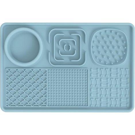 Tapis à lécher en silicone antidérapant pour chiens et chats - Facile à nettoyer (bleu) (1/5)