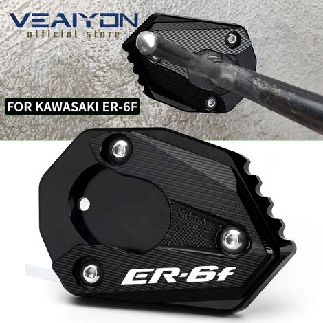 (ER6F-Noir) Extension de béquille latérale compatible avec KAWASAKI ER6F ER6N ER-6F ER-6N ER 6F 6N 2011 2012 2013 2014 maxpower (1/4)