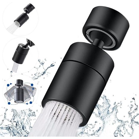 Aérateur de robinet, buse de robinet de cuisine, aérateur de robinet à économie d'eau à 2 modes, pulvérisateur rotatif à 360° pour éviers de cuisine et lavabos de salle de bain (argenté)