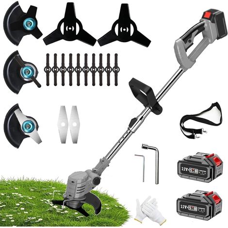 Debroussailleuse Electrique sans Fil, Débroussailleuse à Batterie 21V, Coupe Bordure sans Fil 3 en 1, avec 2 Batteries 2.0 Ah, Taille-Haies électrique pour Jardin (1/5)