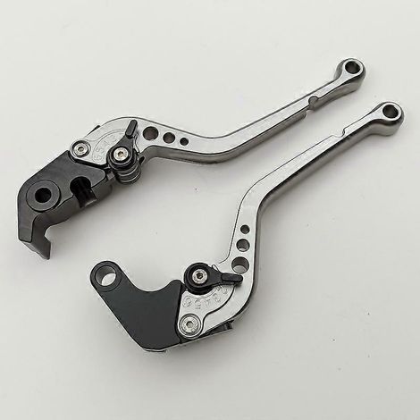 Convient aux motos Aprilia TUONO1100RR/FACTORY leviers de frein, d'embrayage et de klaxon modifiés (longs, gris, 1 paire) (1/5)