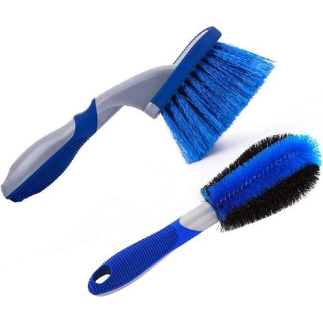 2 cepillos para llantas, Cepillo para coche, Cepillo para ruedas, Cepillo para neumáticos, Limpia llantas, elimina el polvo de los frenos (1/5)