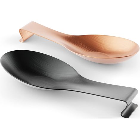 Ensemble de 2 repose-cuillères de cuisine, porte-ustensiles de cuisine, noir et cuivre
