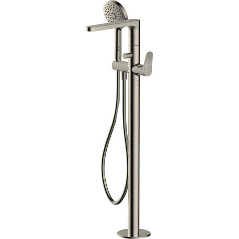 RAK Petit Round Brushed Nickel Floorstanding Bath Shower Mixer Tap - RAKPER3014N (1/2)