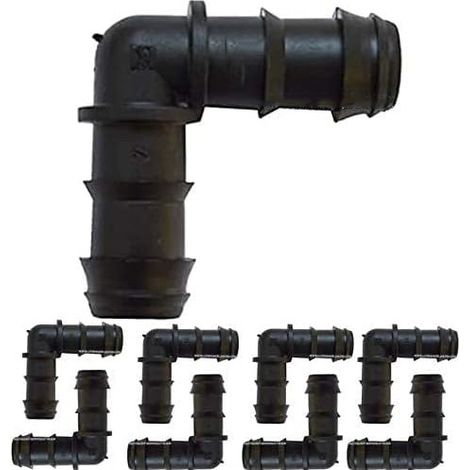 50 Stück Tropfbewässerungsbögen 20 mm 90º Ø20 x 20 mm für Ø20 mm Gartenschlauch/Mikrobewässerungs-Tropfsystem, schwarz