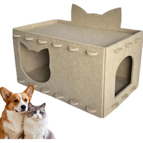 Maison Griffoir pour Chats Niche en Feutre Doux pour Chaton,Structure (1/5)