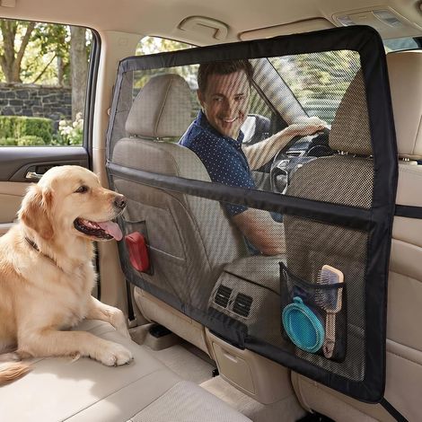 Grille de protection universelle pour chien avec cadre en métal et filet visuel, 127 x 142 x 81 cm, pour SUV, camion, véhicule, noir (1/5)