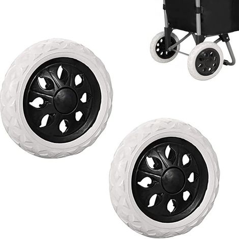 Lot de 2 roues de rechange en caoutchouc pour chariot, roues en plastique avec mousse, design noir tendance, pour chariots de courses et autres chariots, antidérapantes (1/5)