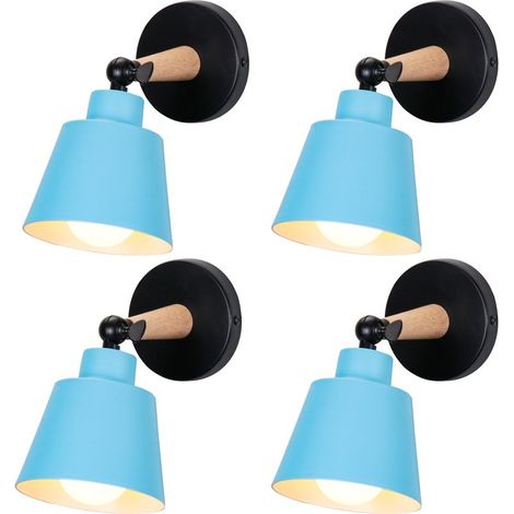 Lot de 4 Moderne Applique Murale Intérieur Cage en Métal E27 Plafonnier en Métal Design Macaron Bleu (1/5)