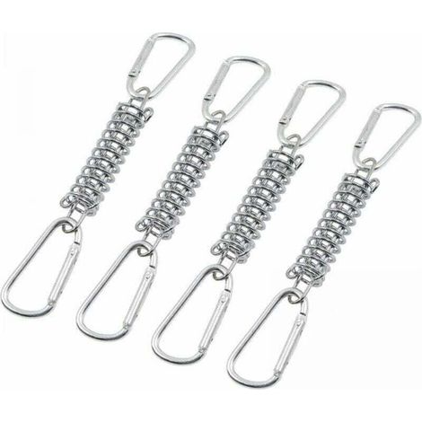 4pcs Boucle Ressort Tension Fixation Store - Voile D'ombrage Fixations Accessoires en, XU,Acier Inoxydable avec 4 Ressorts HéLicoïdaux 8 Mousquetons pour Tentes Auvents Camping - KZQ (1/4)