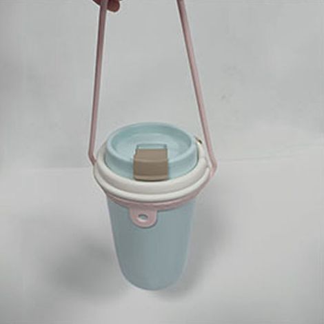 Silikon-Kaffeebecherhalter, wiederverwendbar, tragbar, für Reisen im Freien, rosa (1/5)