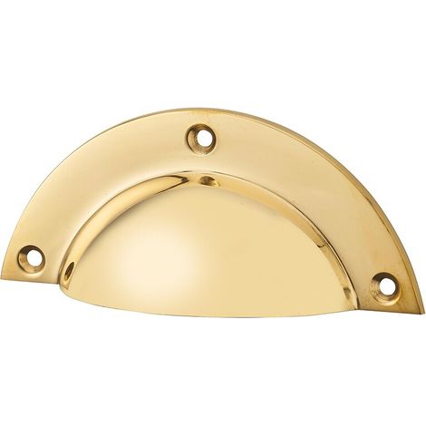 Poignée coquille applique en laiton P22, finition laiton poli