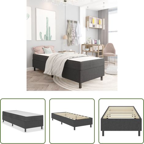 vidaXL Bettgestell - Boxspring-Bettgestell Grau Stoff 100x200 cm (1/5)