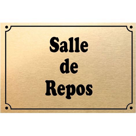 Plaque de porte métal or salle de repos (1/2)
