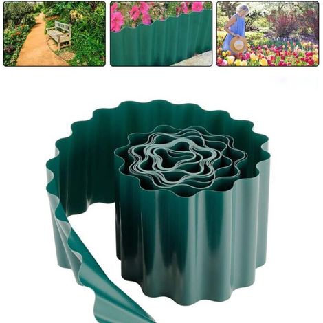 Bordure de pelouse en plastique, 1 rouleau 20 cm 9 m jardinage vert flexible bordure de pelouse de jardin en PVC bricolage clôture de jardin extérieure bordure de pelouse de jardin flexible