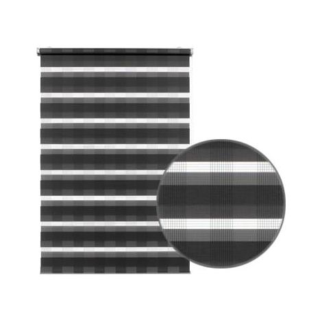 EasyFix Doppelrollo karo anthr mit Montageschiene, 75x150 cm (1/2)
