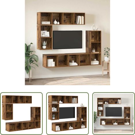 vidaXL Altholz - TV-Schrankset Wandmontiert 4 pcs Altholz Holzwerkstoff (1/5)