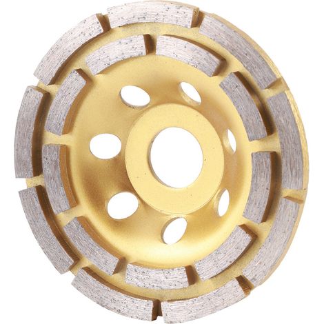 Meule boisseau diamantée à double rangée, disque de meulage pour béton, maçonnerie, granit et marbre. (1/5)