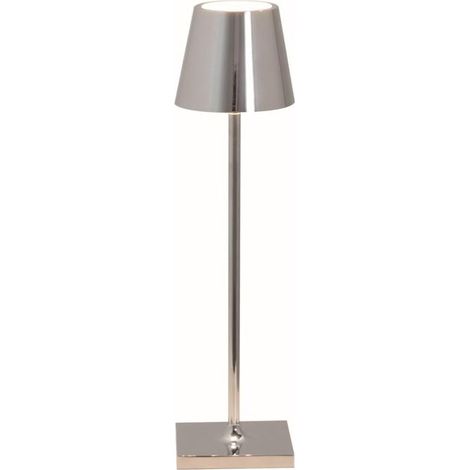 Lampada a led da tavolo Poldina Pro Micro Cromo Lucido ricaricabile e dimmerabile con batteria fino a 12 ore