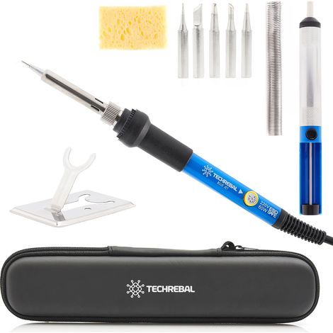 Saldatore Techrebal "Blue Jet" TBJ60W 10 in 1 in una custodia con potenziometro da 60W + kit di saldatura