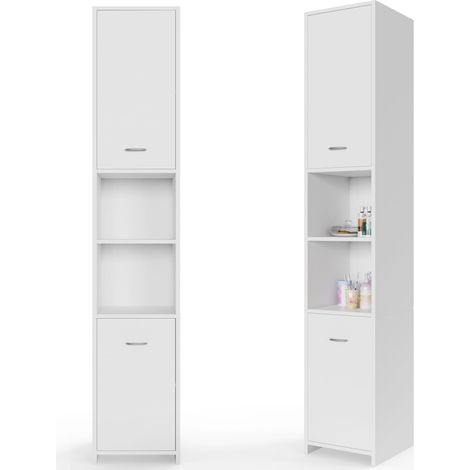 Mobiletto alto da bagno, bianco, 180x30x30cm, 6 ripiani (1/5)