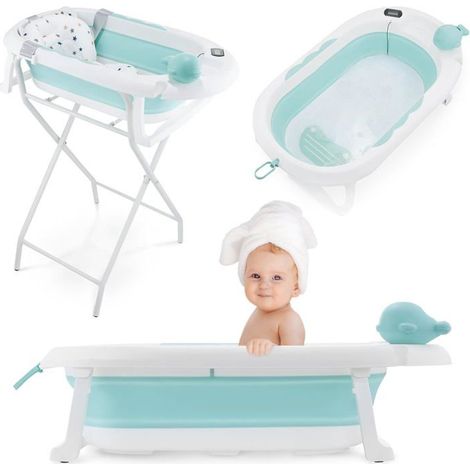 Vasca da bagno pieghevole per neonati - Moby-System - Holly - Termometro LCD - Cuscino morbido - Supporto metallico (1/5)