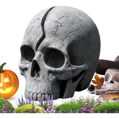 Lumières LED Halloween Crâne Gothique Effrayant En Résine Solaire LED Décoration Extérieure Halloween Maison Lumineuse pour Pelouse Cour Chemin Parterre de Fleurs Maison Hantée Fête (1/5)