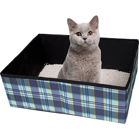 Litière pliante pour chat, facile à transporter et à nettoyer, adaptée au camping en famille, peut être utilisée comme niche pour animaux de compagnie, 39x29x14cm (1/5)