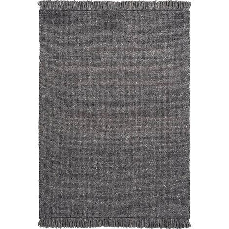 Tapis intérieur anthracite laine viscose tissé main - 150 x 80 cm (1/3)