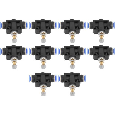 10 raccords pneumatiques 6mm régulateur de débit d'air à enfichage rapide, kit de 10 pièces pour contrôle de vitesse (1/5)