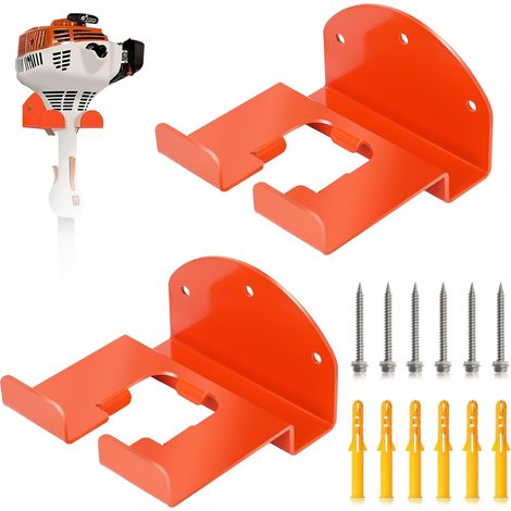 Râtelier de rangement d'outils de garage pour taille-haies 2 pièces - Support pour outils électriques et gros outils, montable au mur - Compatible avec divers outils tels que taille-haies et coupe-bor (1/5)