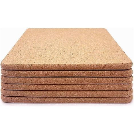 Dessous de plat en liège, lot de 6 dessous de plat carrés épais et haute densité pour plats chauds, 20 cm (8 pouces), multifonctionnel, Co-2025-ss (1/5)