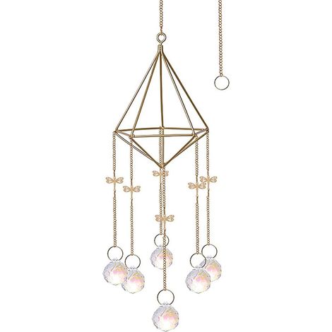 Suncatcher - Cristal K9 Sphérique 20 mm - Accroche Dorée - Cordon Blanc - Décoration Fenêtre, Arbre de Noël, Voiture, Plante, Intérieur (1/5)