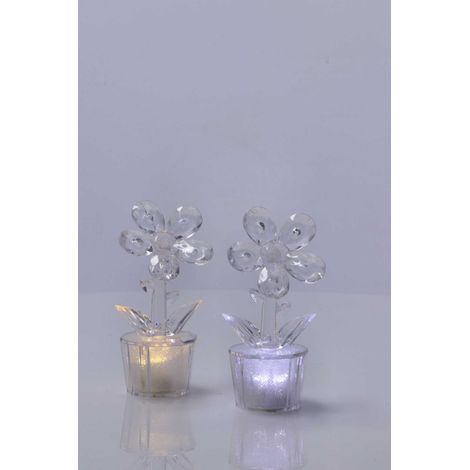 Regalo Italiano MiniLampada Fiore da Tavola Ass. D 6 Cm H 12 Cm Trasparente 1 Pz