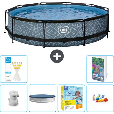 Exit Pool Rund - Steinoptik - 360x76 cm - 7-teilig S231