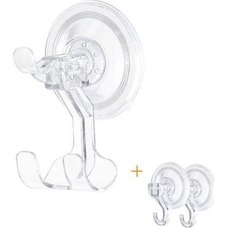 Crochet À Ventouse - PVC Transparent - Pour Salle De Bain Cuisine Porte - Fixation Sans Perçage - 1 Pièce