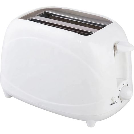 Grille-pain Électrique, 7 Niveaux de Grillage Réglables, Fonction Décongélation, Blanc, 700W-750W, 2-tranches (1/2)